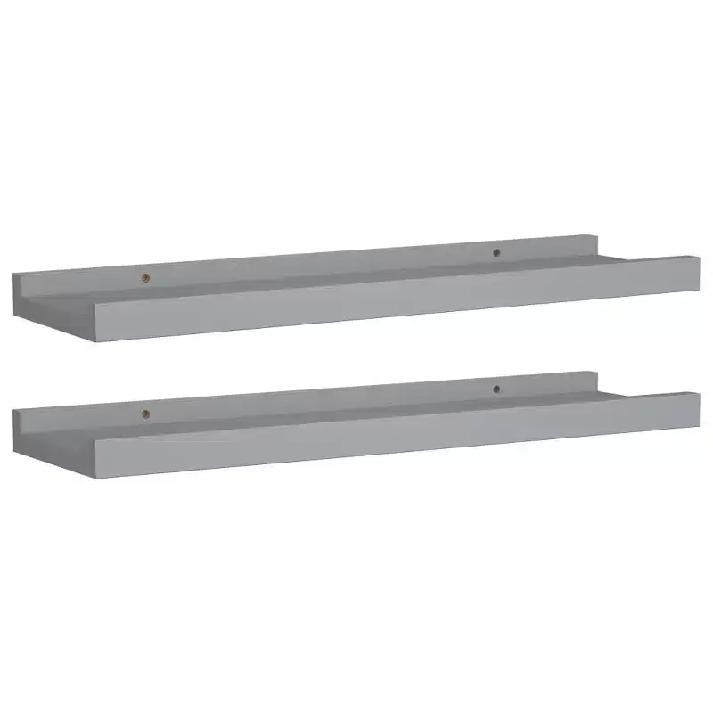 Frame Ledge Shelf Set of 2 Gray MDF Small Wall mounting
