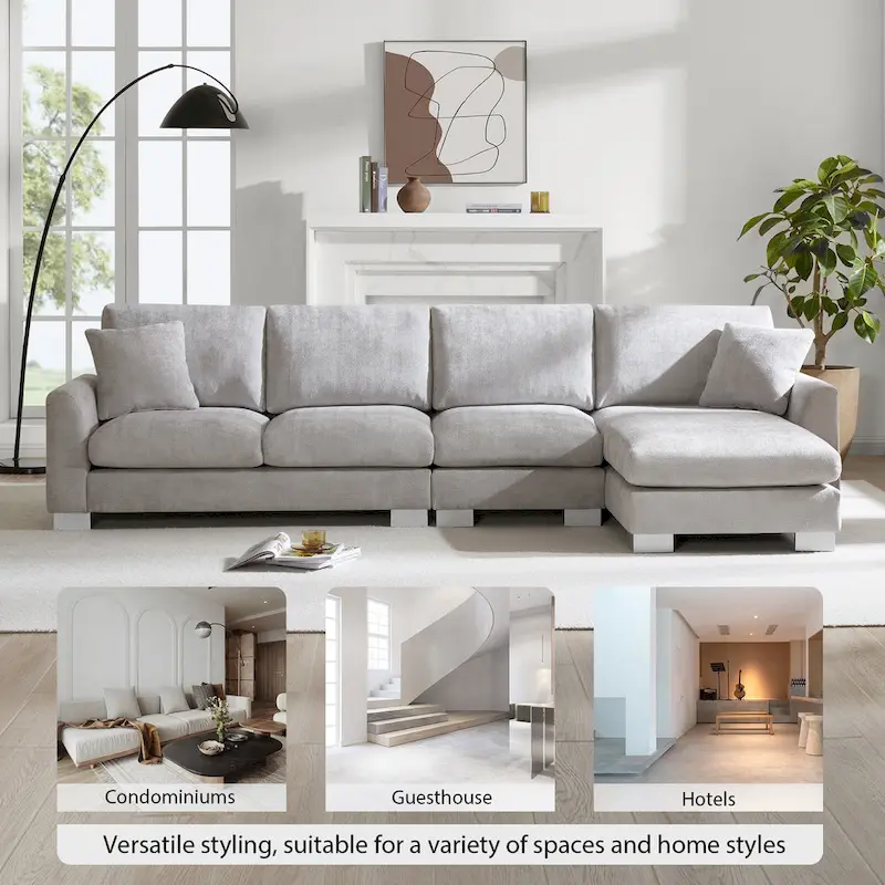 Rosita Modern L-shaped Sectional Sofa with Chaise Lounge by GDFStudio
