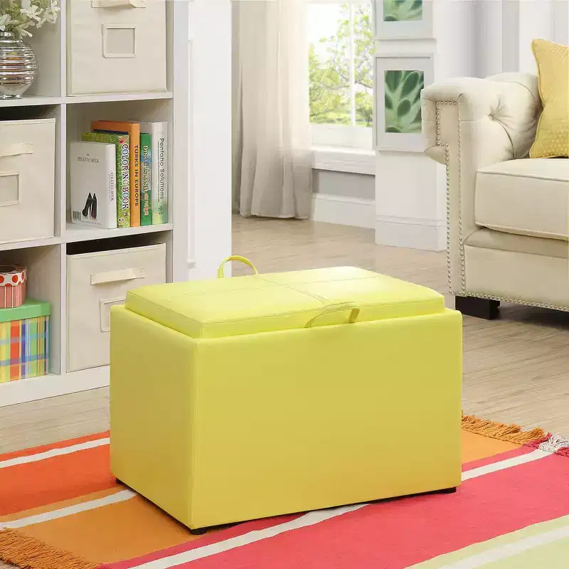 HomeStock Comfort Accent Storage Ottoman with Reversible Tray