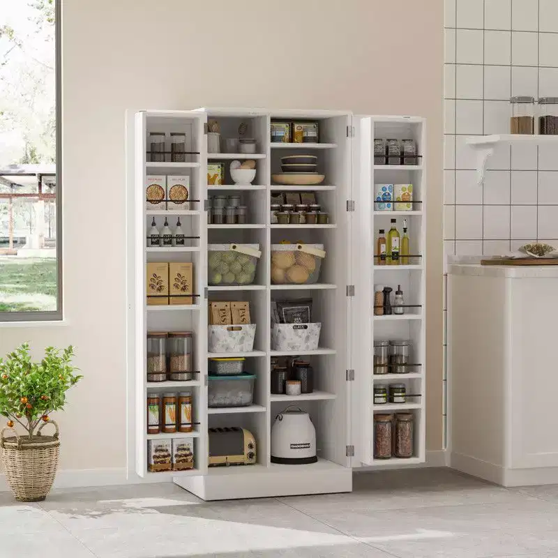 Karl Home 59in Tall White Kitchen Storage Cabinet With 2 Doors And Adjustable Shelves Food Storage Pantry Cabinet