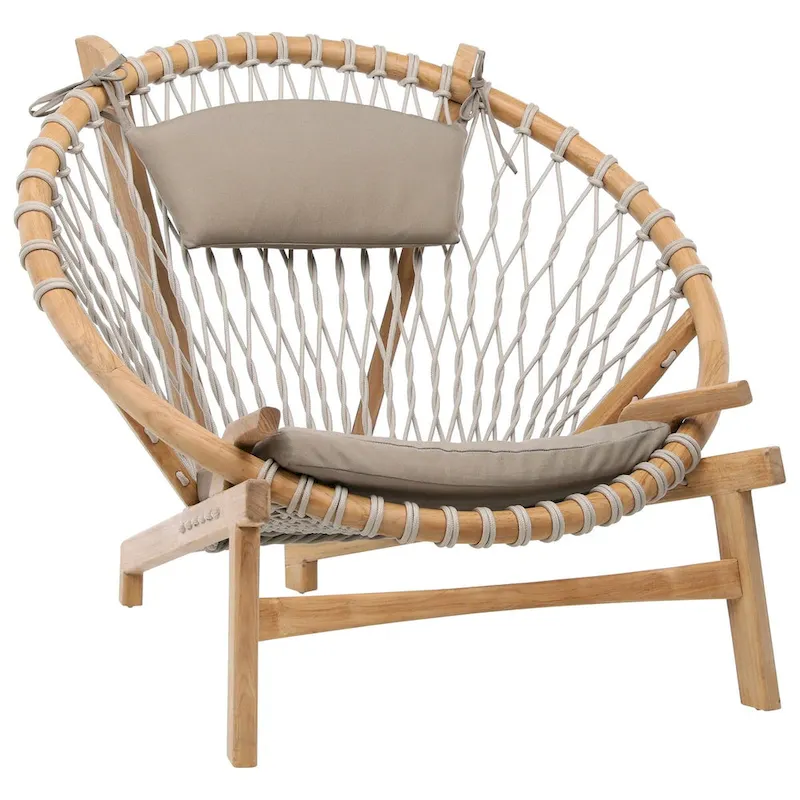 Bastion Natural Wood Occasional Chair, Natural/ Gray
