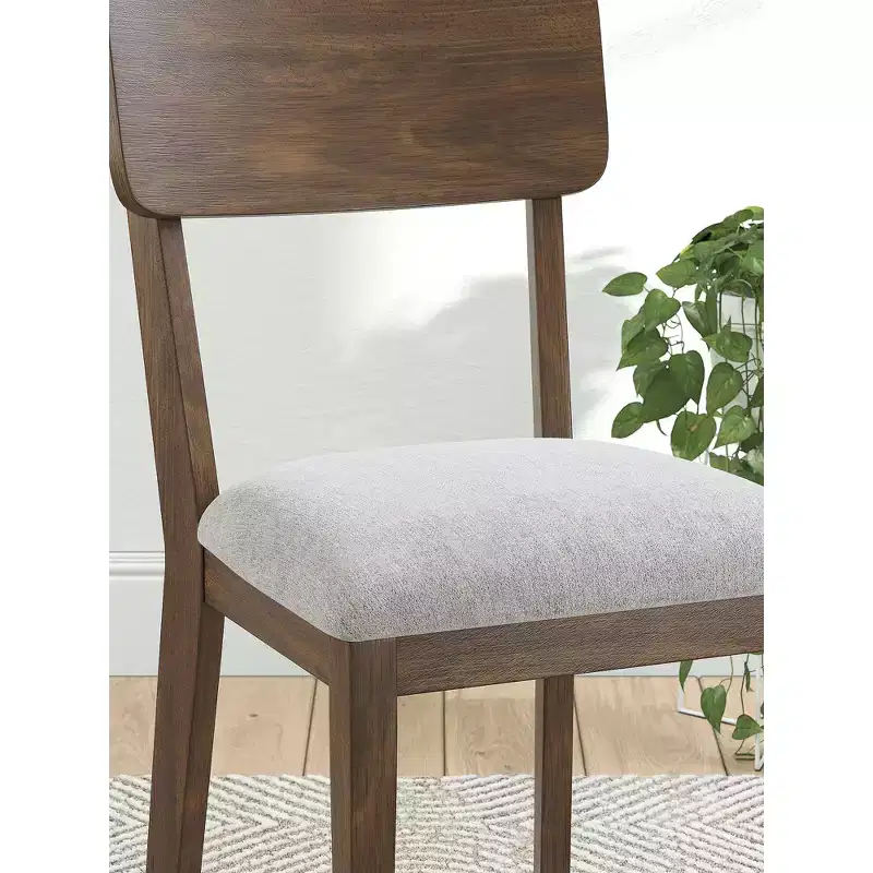 Signature Design by Ashley Allstream Dining Upholstered Side Chairs, Set of 2, Gray Polyester Seats with Brown Solid Wood Frame