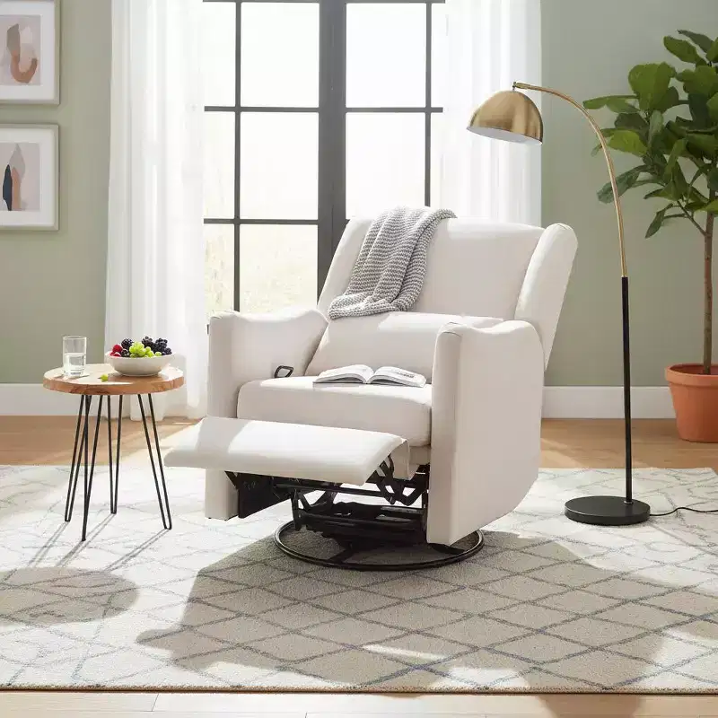 Polibi Modern Wingback Glider Recliner Chair with Swivel Base