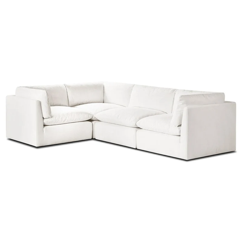 Poly and Bark 4-Seat Davos Modular L-Sectional in Cotton White