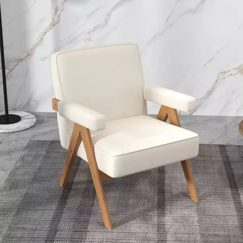 Upholstered Wooden Chair with Handrails