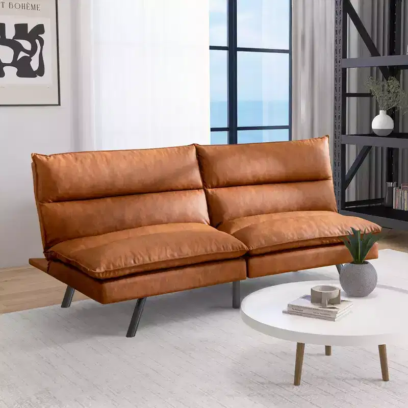 Dyonery 71.3 in Convertible Futon Sofa Bed,Memory Foam Futon Couch with Adjustable Backrest,Folding Small Loveseat Sleeper Recliner for Living Room