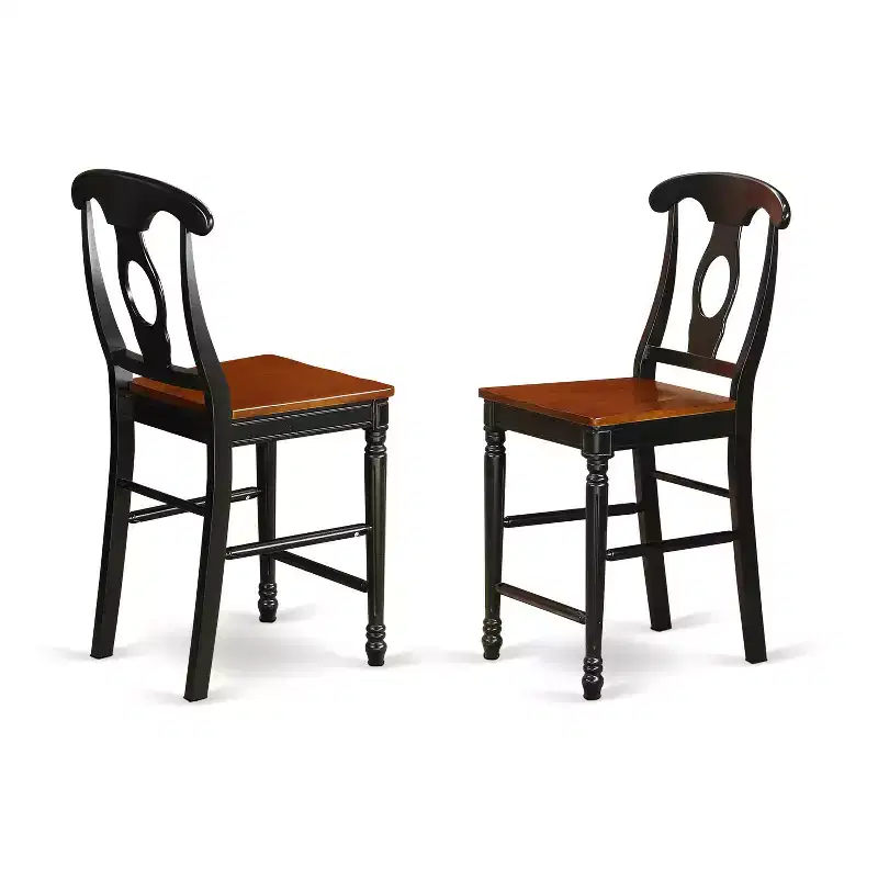 HomeStock Counter Height Barstools - Back Wood Seat