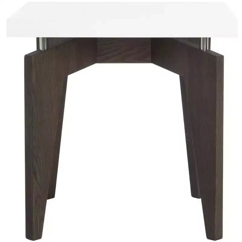 Josef End Table - FOX4224 - White/Dark Brown - Safavieh Couture