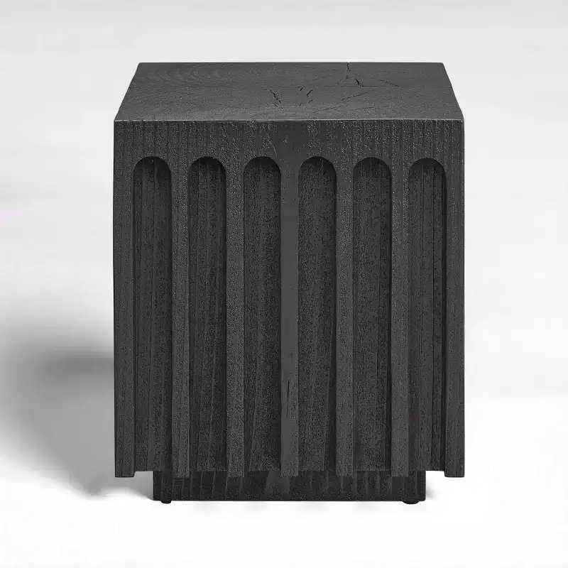 Art Leon Unique Fluted Solid Wood End Table Side Table