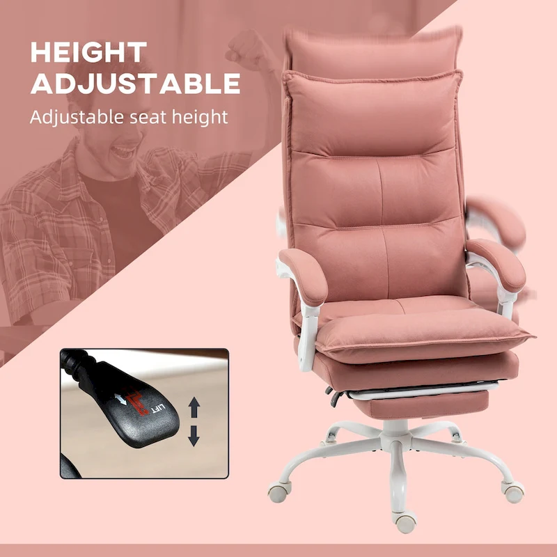 Vinsetto High Back Massage Office Chair with 6 Vibration Points, Heated Reclining Microfiber Computer Chair with Footrest