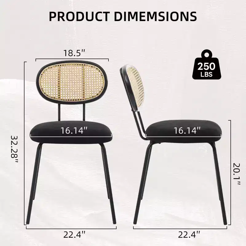 COZONY Metal Dining Chairs Set of 2 Modern Upholstered Kitchen Chairs with Woven Grid Back and Strong Metal Frame