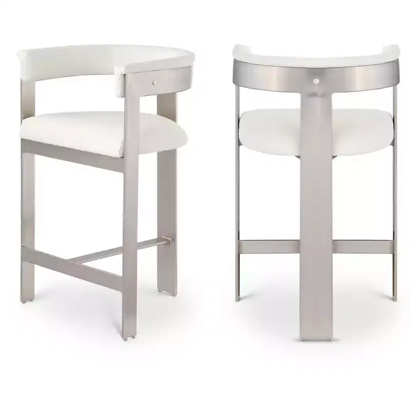 Meridian Furniture,Romeo Cream Vegan Leather Counter Stool, Set of 2