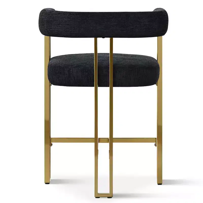 Set of 3 Counter Height Bar Stools with Backs and Arms, Modern Chenille Upholstered Kitchen Island Chairs with Gold Metal Legs - Panipeachy
