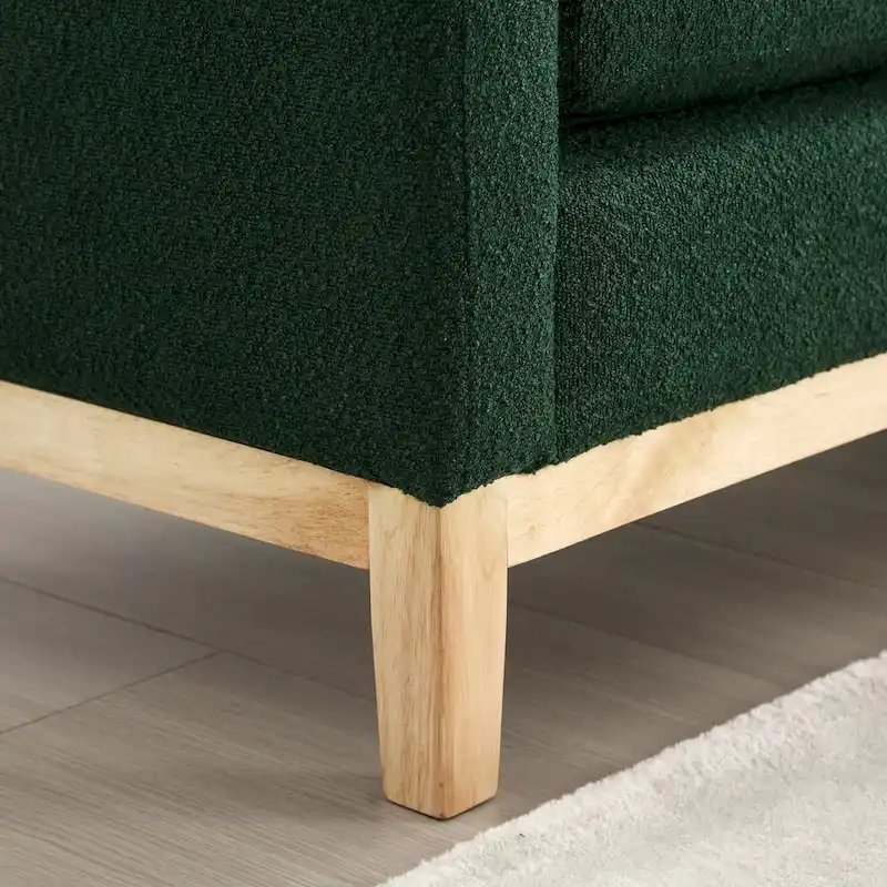 Upholstered Bench Wood Legs and Bolster Pillows