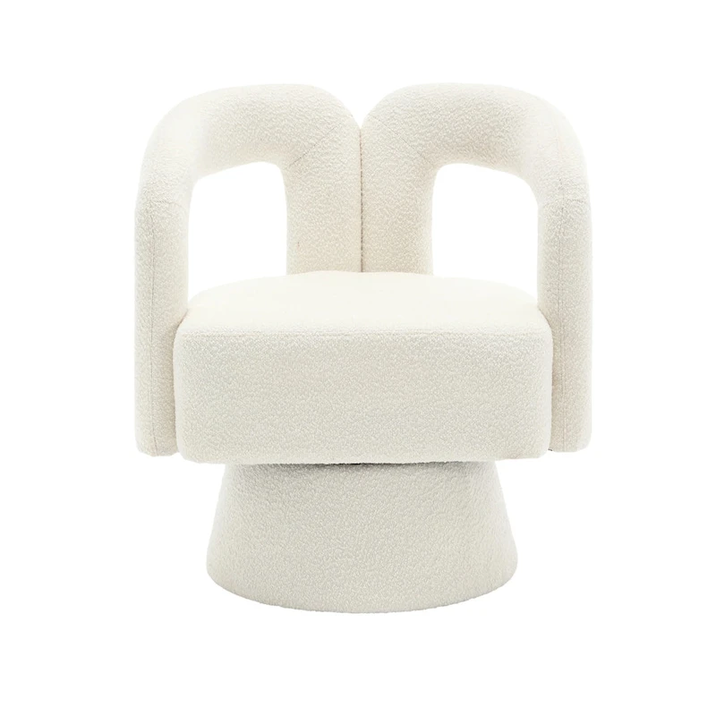 HOMEFUN Boucle Upholstered 360 Degree Swivel Cuddle Barrel Accent Chairs