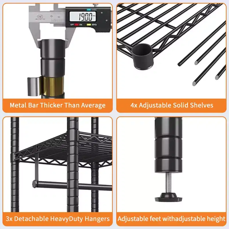 Heavy Duty Clothes Rack, Clothing Racks for Hanging Clothes, Freestanding Garment Racks
