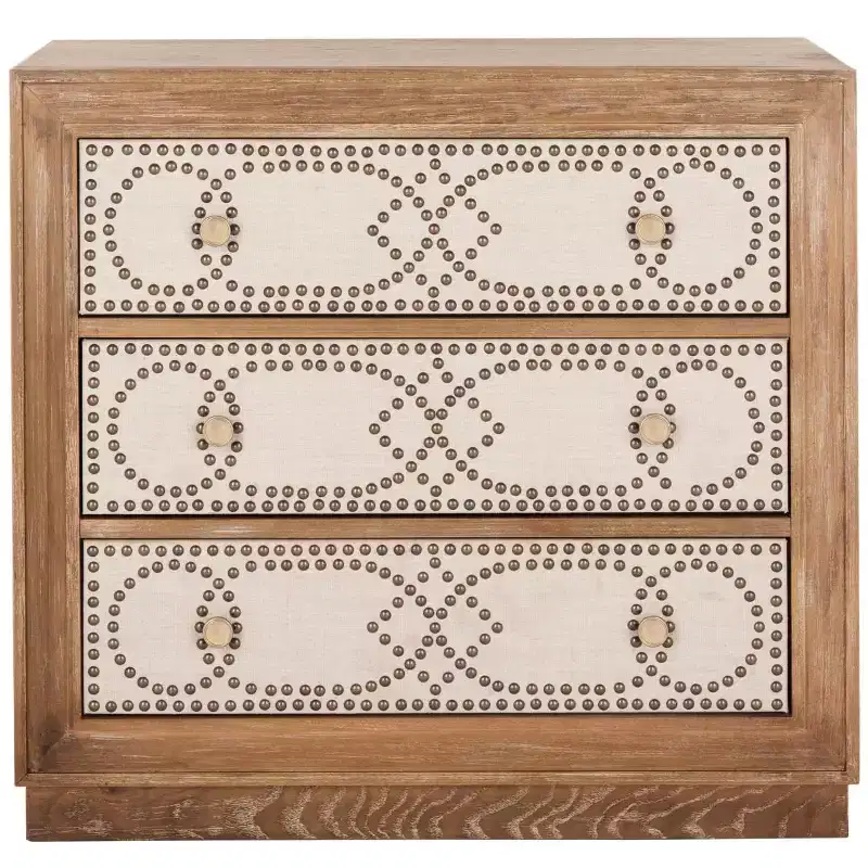 Kenta 3 Drawer Chest - CHS6415 - Rustic Oak/Beige Linen - Safavieh