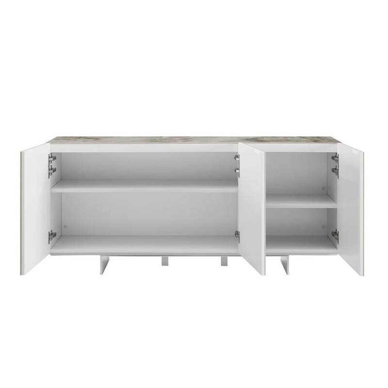 STONE buffet-server in white marbled ceramic. - N/A
