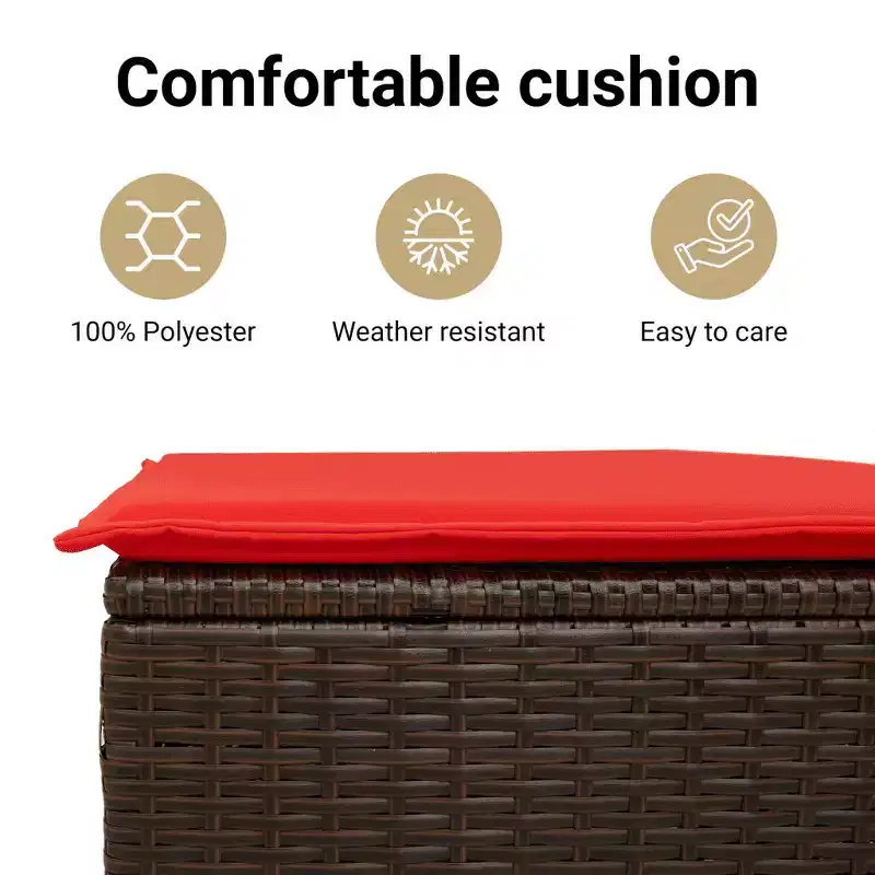 vidaXL Reclining Patio Bench with Cushions Seating Poly Rattan