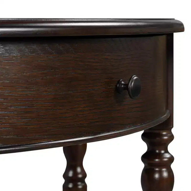 Polibi Farmhouse Crescent Entry Console with Drawer & Shelf