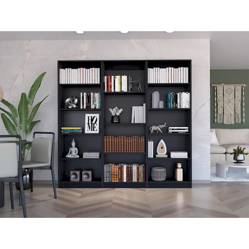 74 Wide 5-Shelf Option B Bookcase Set of 3
