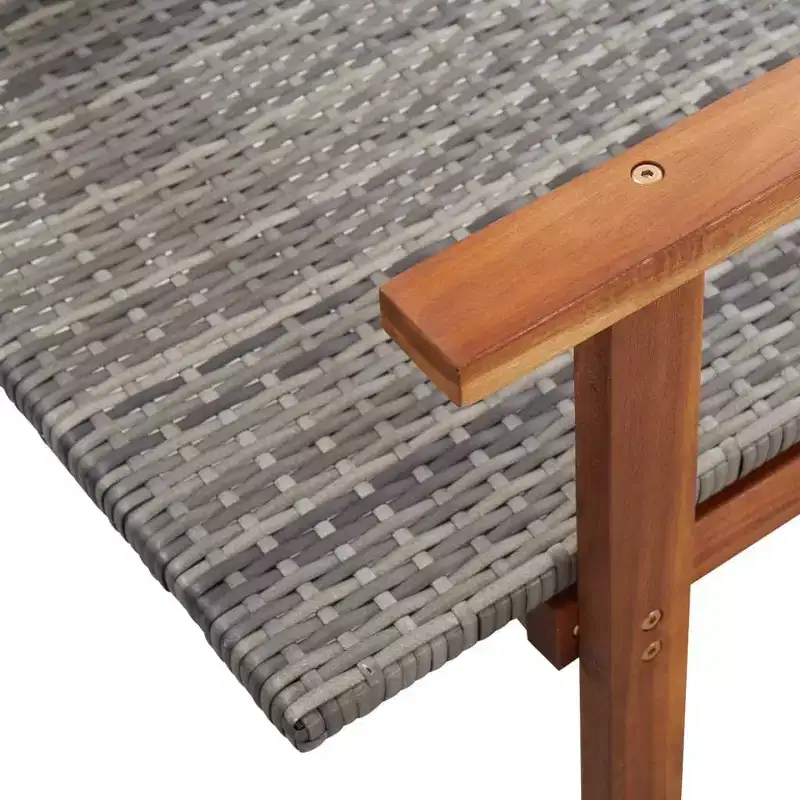 vidaXL Sunlounger Poly Rattan, Solid Acacia Wood Standard