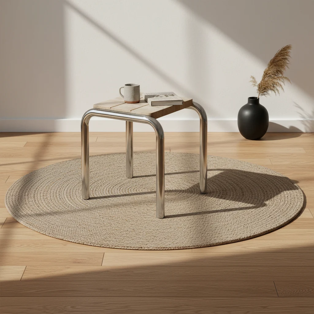 Minimalist Travertine Side Table with Curved Open-Base Silhouette for Living Rooms