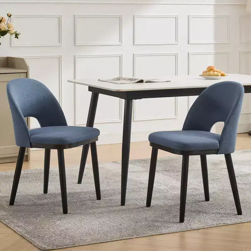 Set of 2 Modern Fabric Dining Chairs, Sturdy Wooden Frame High Back Dinner Chairs for Home Kitchen & Commercial Use