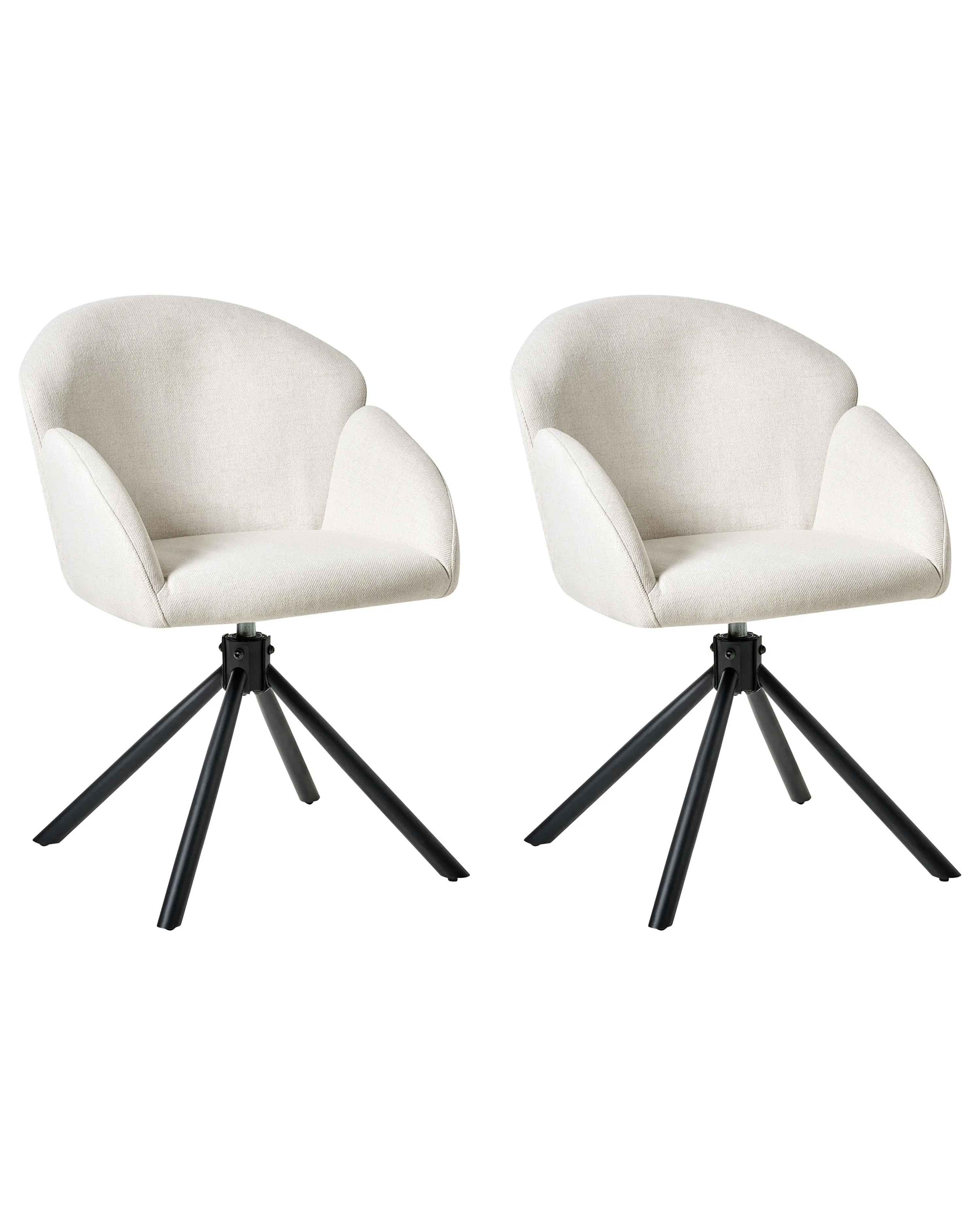 Set di 2 sedie da pranzo Tessuto Bianco sporco girevoli con braccioli
