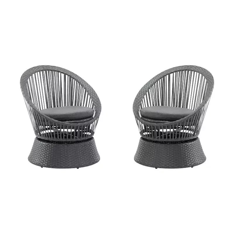 Christopher Knight Home Acheson Modern Outdoor Rattan and Iron Upholstered Accent Chair (Set of 2)