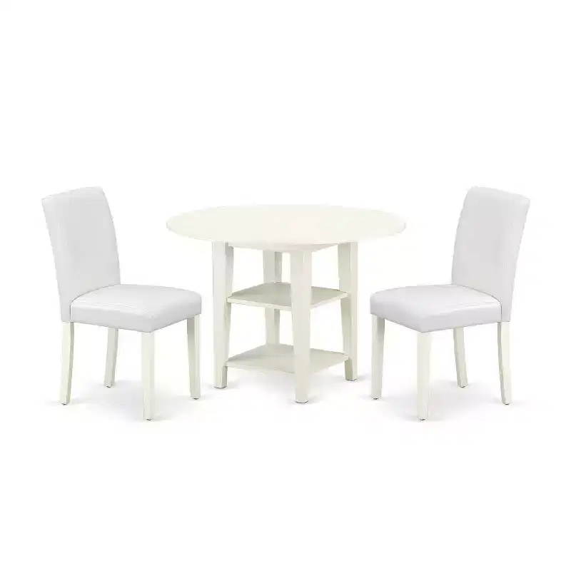 Modern Dining Set 3pc - Round Table & 2 Parsons Chairs - 42 Inch - City Chic Design