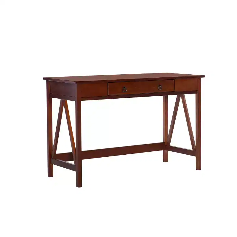 Writing Desk with Drawer, Pine Wood Frame