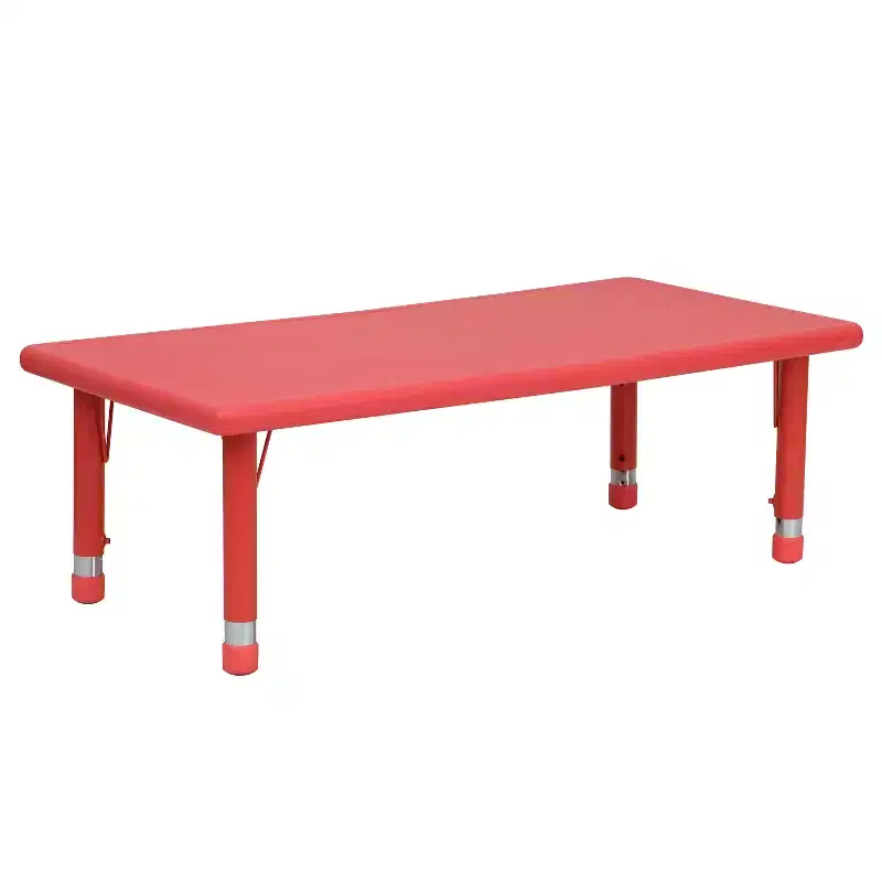 Emma and Oliver 24W x 48L Rectangular Plastic Height Adjustable Activity Table