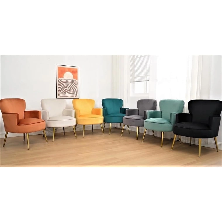 US Pride Furniture Trendy Velvet Accent Chair with Gold Metal Legs Upholstered Armchair