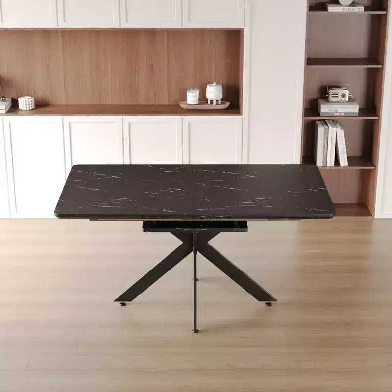 Okak Modern Rectangle Extendable Dining Table with X Shape Legs Kitchen Table for 6 to 10, for Meeting Room, Living Room
