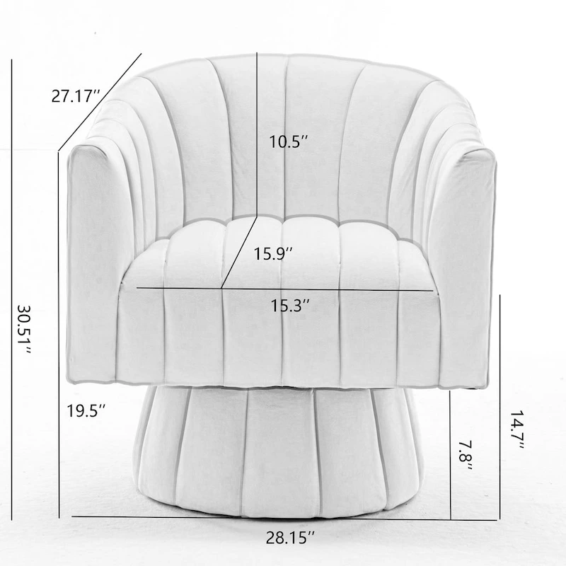 SEYNAR Mid-Century Swivel PU Leather Tufted Round Accent Barrel Chair set of 2