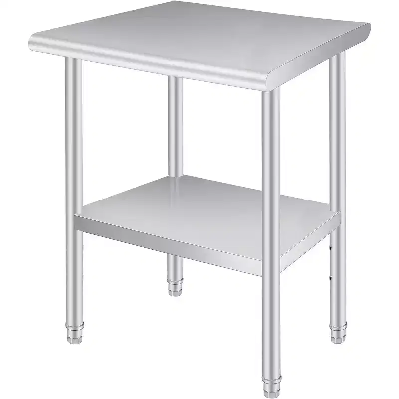 24x36 Inch Stainless Steel Prep Table, 2-Tier Heavy Duty Work Table with Adjustable Undershelf for Kitchen, NSF Certified