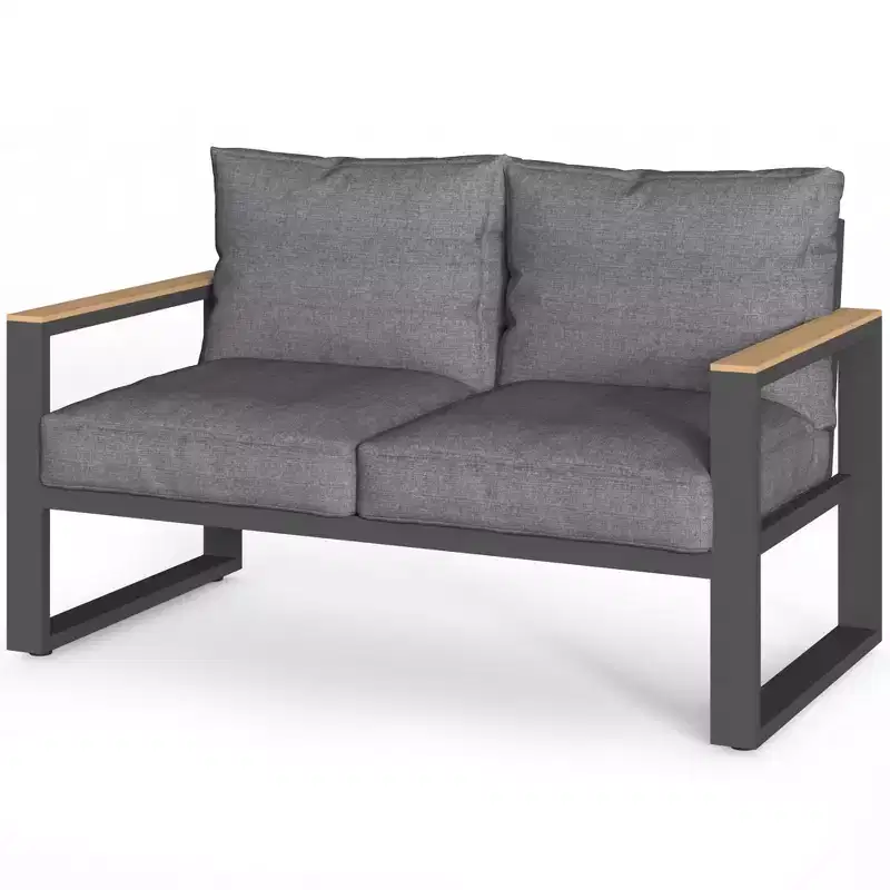 Heynemo Aluminum Outdoor Loveseat, All-Weather Metal Patio Furniture Sofa, Patio Sofa Chair for Porch Backyard Garden