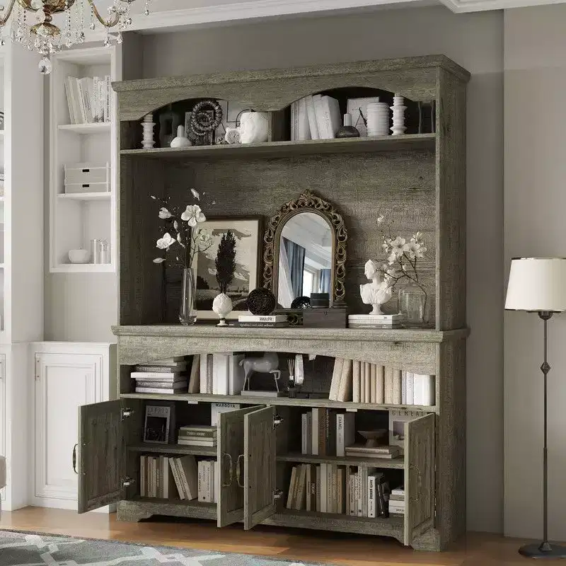 Famapy Multi-Functional Rustic Storage Cabinet,Display Cabinet & Bookcase,Living Room Storage Unit,Kitchen Pantry Hutch for Dishware Storage