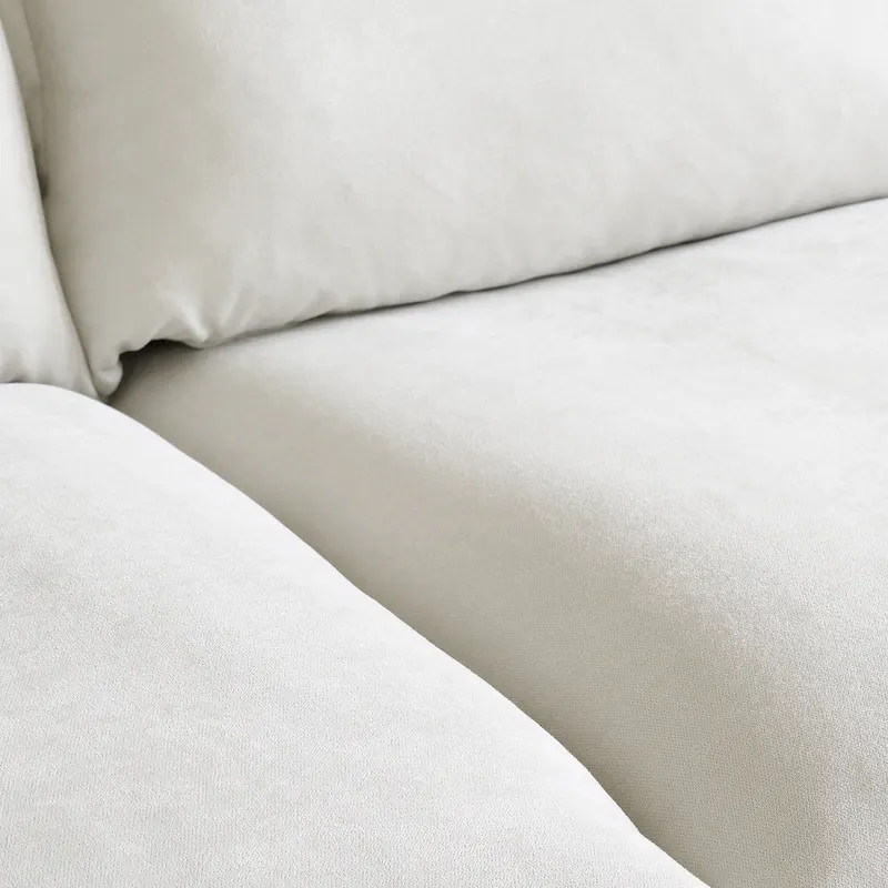 L-shape Linen Sofa Modern Upholstered Sectional Sofa with Ottoman