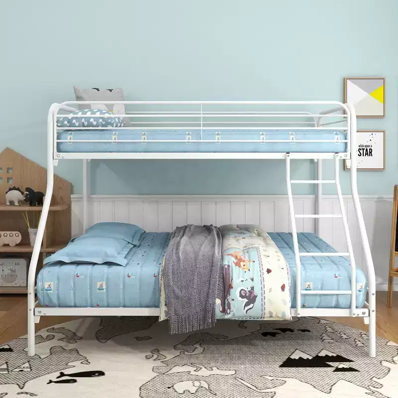 CLIHOME Twin-Over-Full Heavy Duty Metal Bunk Bed, Easy Assembly with Enhanced Upper-Level Guardrail