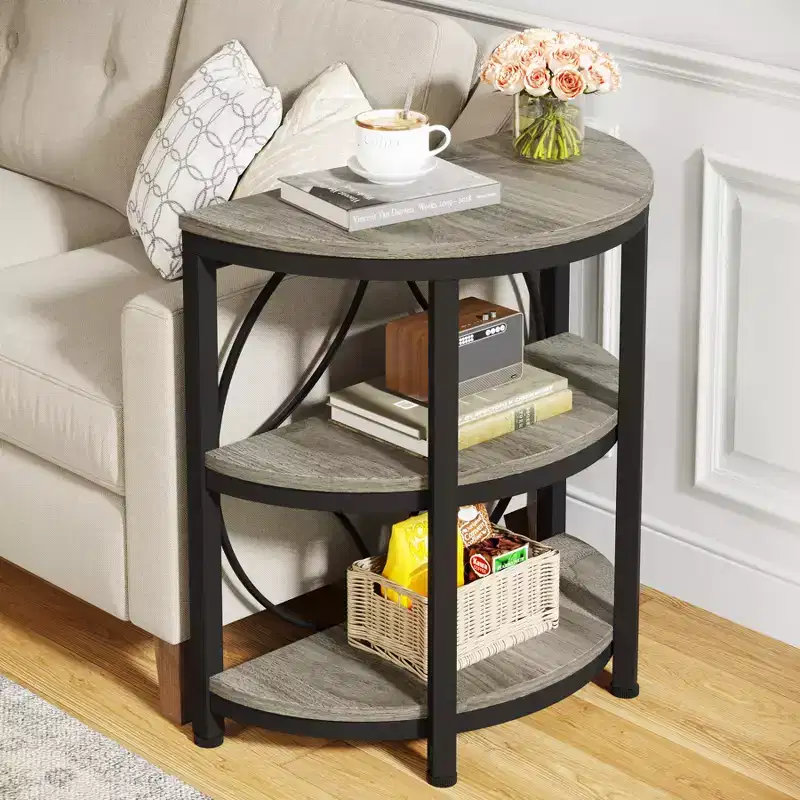 Tribesigns 3 Tier Semi-Circle Side Table, Gray