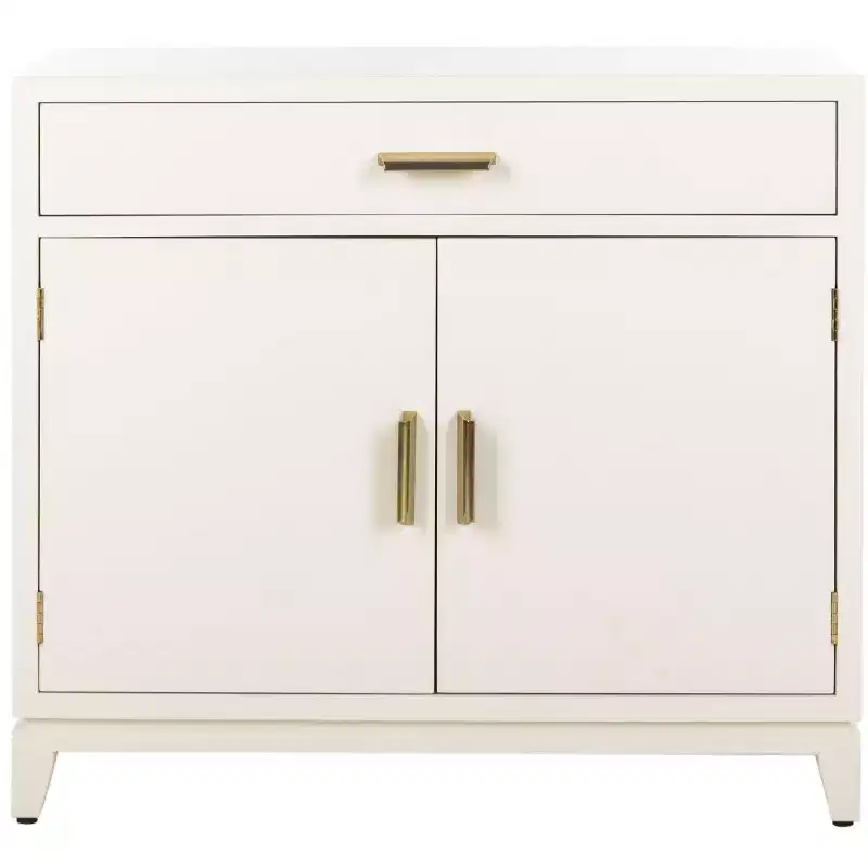 Nigel 2 Door 1 Drawer Chest - CHS6600 - White/Brass - Safavieh