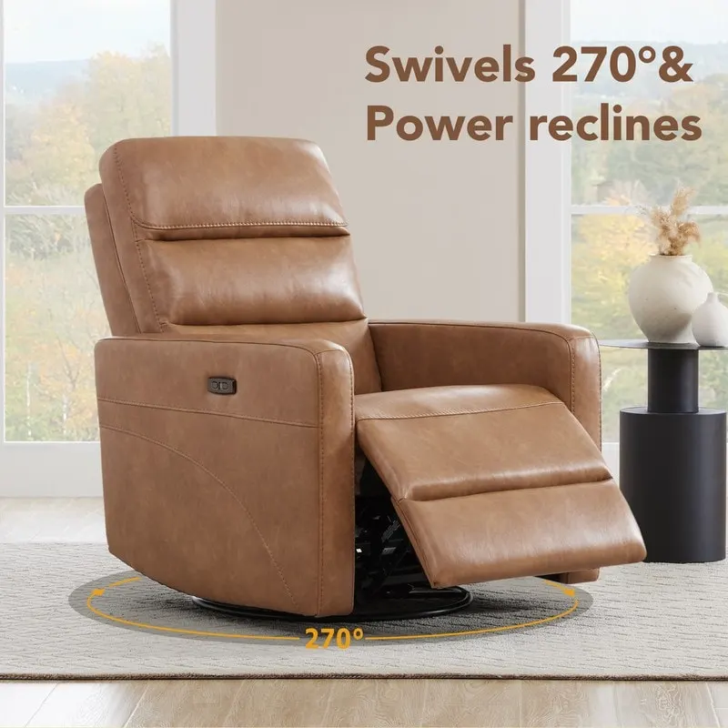 Power Swivel Recliner with Headrest & USB Charging Ports – 270° Swivel