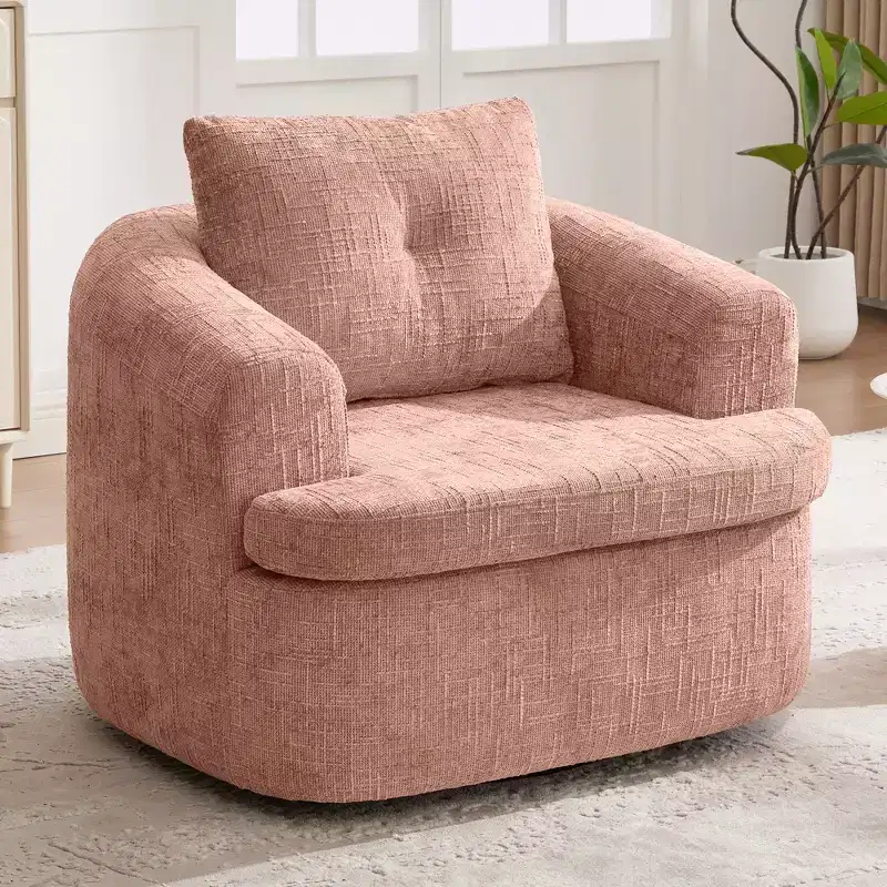 GDFStudio Jeff 360 Swivel Accent Barrel Chair with Dual-Layer Cushion Design