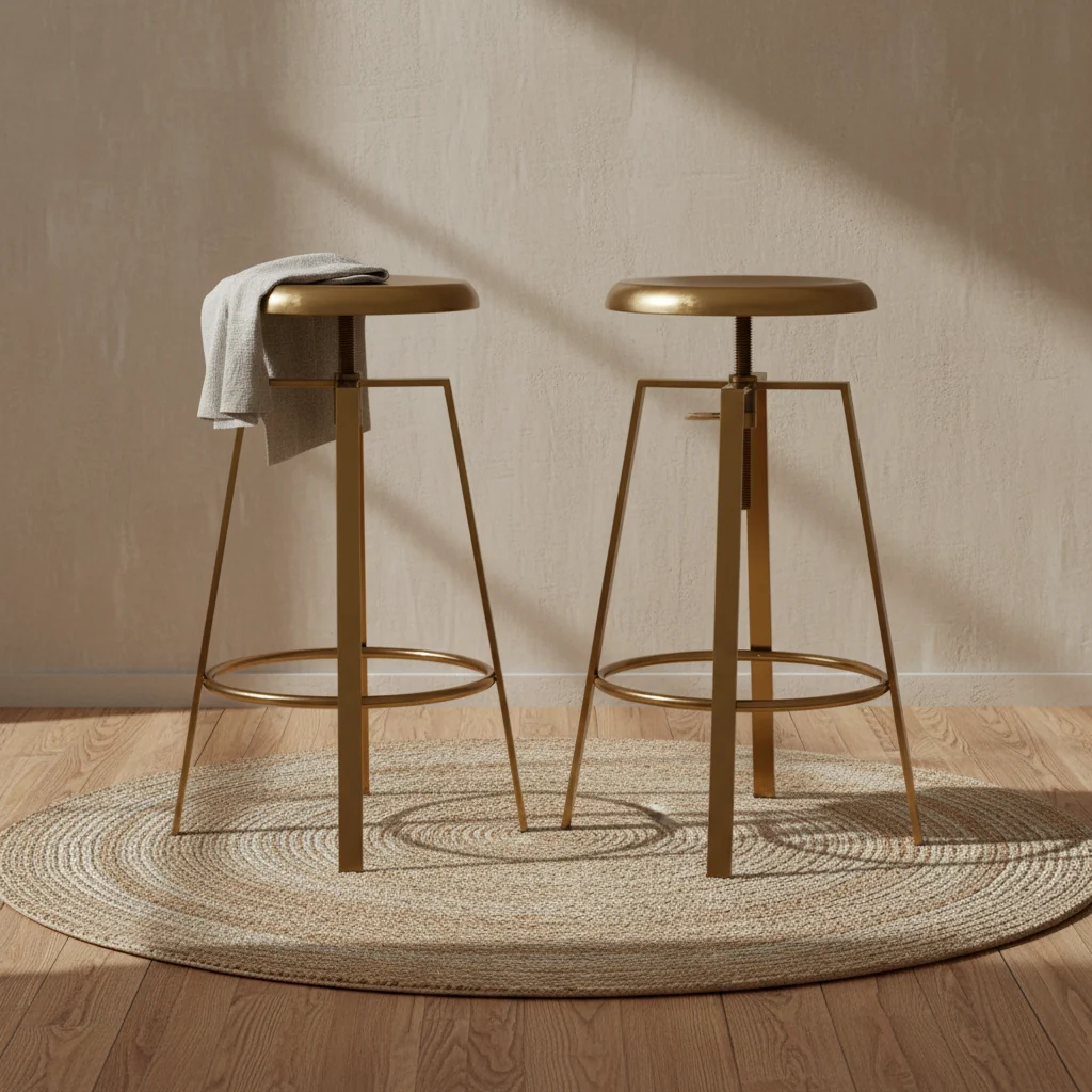 Industrial Style Barstool with Swivel Lift Adjustable Height Seat