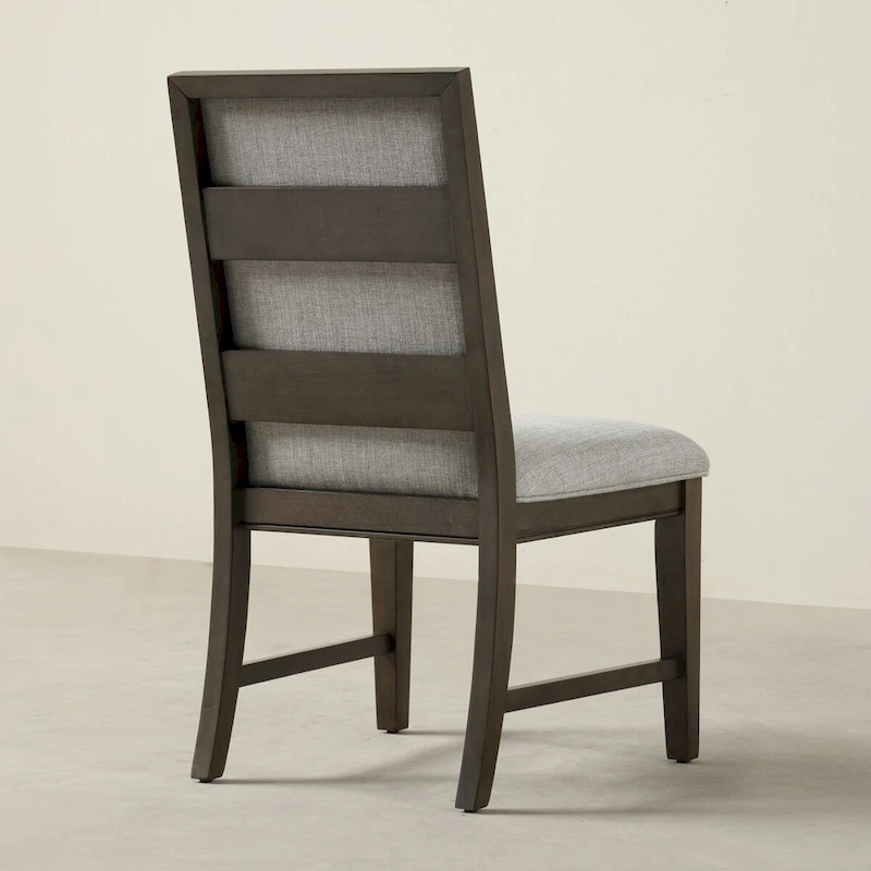 Roundhill Furniture Aberll Solid Wood Upholstered Dining Chairs, Set of 2, Gray