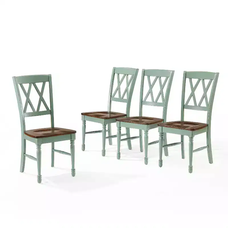 Dining Chair Set of 4 Rubberwood X-Back Armless 250 lbs Capacity Kitchen Dining Room