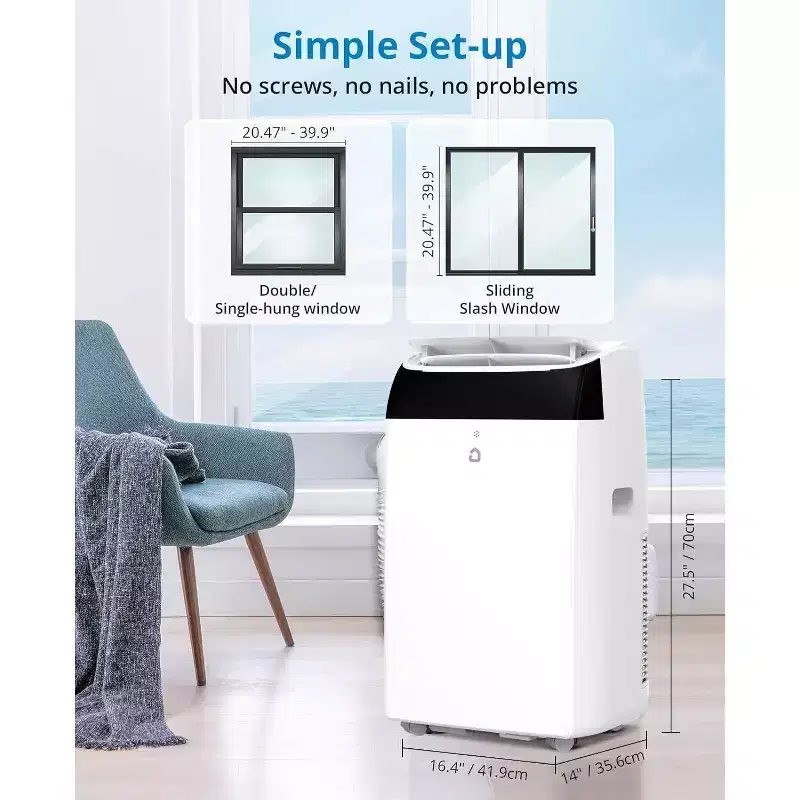 14,000 Btu Air Conditioners Cooling Up to 750 Sq.Ft, 3-In-1 Portable Air Conditioner with Cooling, Dehumidification & Fan Modes Remote Control