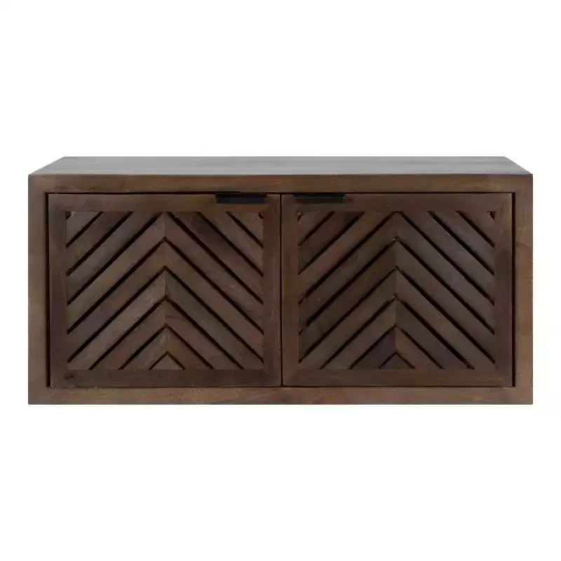 Kate & Laurel All Things Decor 30" x 10" x 14" Mezzeta 2 Door Wall Cabinet Natural Wood - No Assembly, MDF Surface